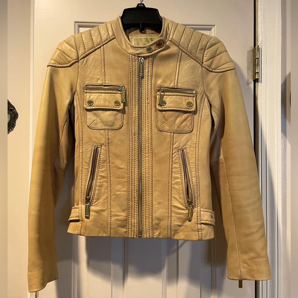 Michael Kors Tan Leather Jacket, Size XS